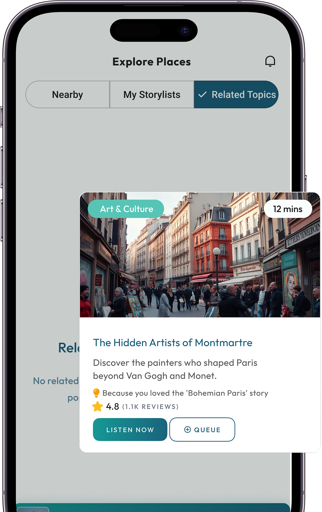 Explore curated travel topics and personalized stories with the Gamana travel guide app